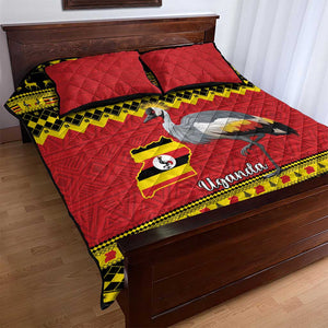 Afro Uganda Christmas Quilt Bed Set Grey Crowned Crane Sekukkulu Ennugi