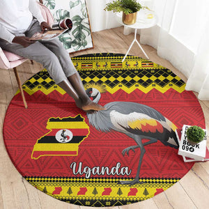 Afro Uganda Christmas Round Carpet Grey Crowned Crane Sekukkulu Ennugi