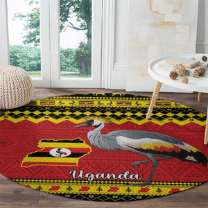 Afro Uganda Christmas Round Carpet Grey Crowned Crane Sekukkulu Ennugi