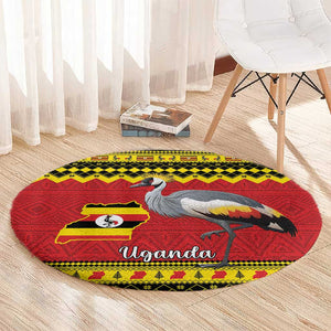 Afro Uganda Christmas Round Carpet Grey Crowned Crane Sekukkulu Ennugi