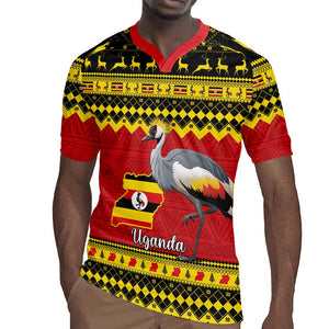 Afro Uganda Christmas Rugby Jersey Grey Crowned Crane Sekukkulu Ennugi