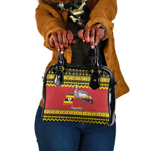 Afro Uganda Christmas Shoulder Handbag Grey Crowned Crane Sekukkulu Ennugi