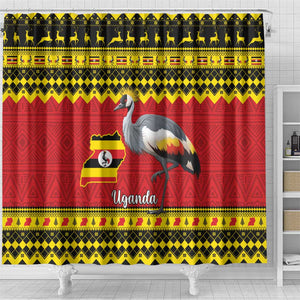 Afro Uganda Christmas Shower Curtain Grey Crowned Crane Sekukkulu Ennugi