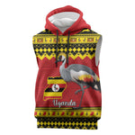 Afro Uganda Christmas Sleeveless Hoodie Grey Crowned Crane Sekukkulu Ennugi - African Pride