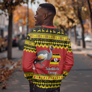 Afro Uganda Christmas Sweatshirt Grey Crowned Crane Sekukkulu Ennugi