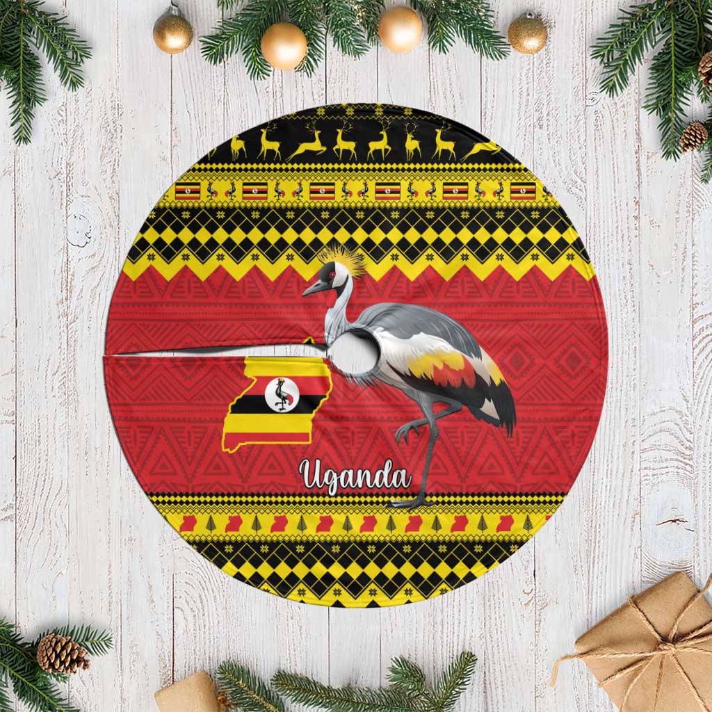 Afro Uganda Christmas Tree Skirt Grey Crowned Crane Sekukkulu Ennugi