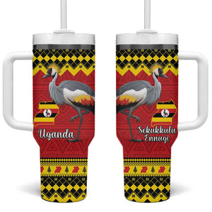 Afro Uganda Christmas Tumbler With Handle Grey Crowned Crane Sekukkulu Ennugi