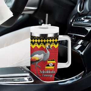 Afro Uganda Christmas Tumbler With Handle Grey Crowned Crane Sekukkulu Ennugi