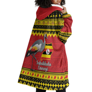 Afro Uganda Christmas Wearable Blanket Hoodie Grey Crowned Crane Sekukkulu Ennugi