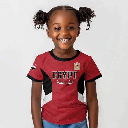 Custom Egypt Football Kid T shirt Pharaohs Road To The World 2026 - African Pride