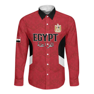Custom Egypt Football Long Sleeve Button Shirt Pharaohs Road To The World 2026 - African Pride