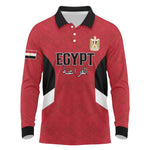 Custom Egypt Football Long Sleeve Polo Shirt Pharaohs Road To The World 2026 - African Pride