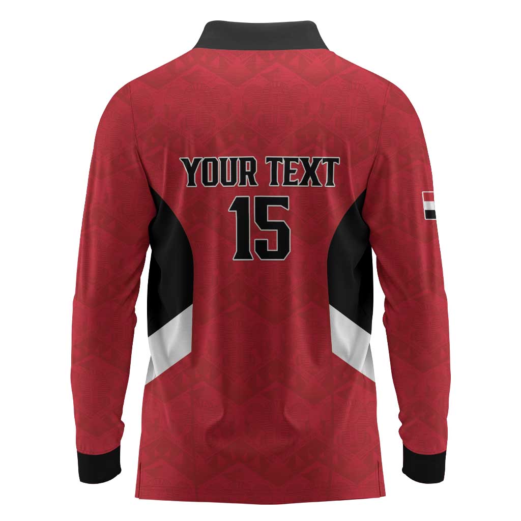 Custom Egypt Football Long Sleeve Polo Shirt Pharaohs Road To The World 2026 - African Pride