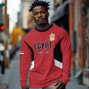 Custom Egypt Football Long Sleeve Shirt Pharaohs Road To The World 2026 - African Pride