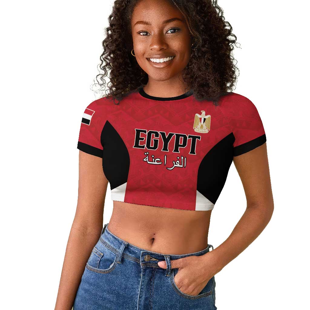 Custom Egypt Football Raglan Cropped T shirt Pharaohs Road To The World 2026 - African Pride