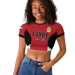 Custom Egypt Football Raglan Cropped T shirt Pharaohs Road To The World 2026 - African Pride