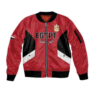 Custom Egypt Football Sleeve Zip Bomber Jacket Pharaohs Road To The World 2026 - African Pride