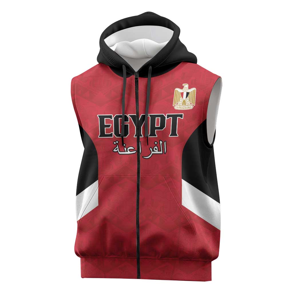 Custom Egypt Football Sleeveless Zip Hoodie Pharaohs Road To The World 2026 - African Pride
