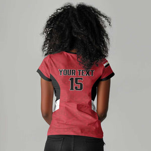 Custom Egypt Football Women V-Neck T-Shirt Pharaohs Road To The World 2026 - African Pride