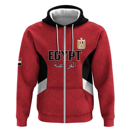 Custom Egypt Football Zip Hoodie Pharaohs Road To The World 2026 - African Pride