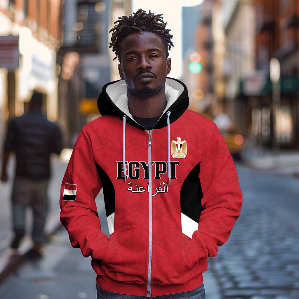 Custom Egypt Football Zip Hoodie Pharaohs Road To The World 2026 - African Pride