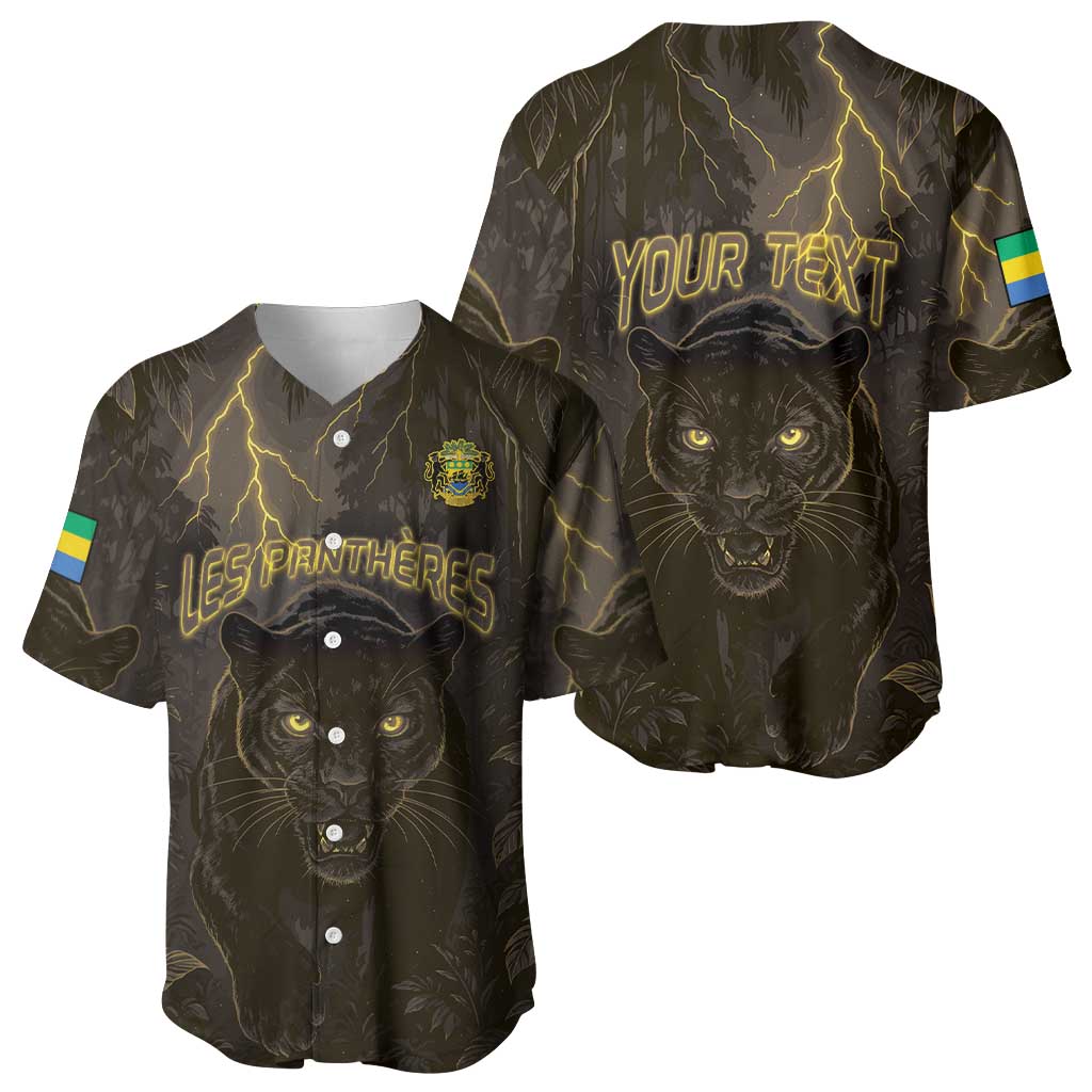 Custom Gabon Football Baseball Jersey Black Panther Thunder - African Pride