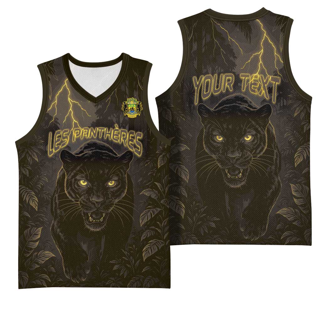 Custom Gabon Football Basketball Jersey Black Panther Thunder - African Pride