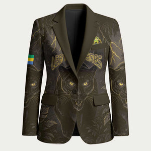 Custom Gabon Football Blazer Black Panther Thunder - African Pride
