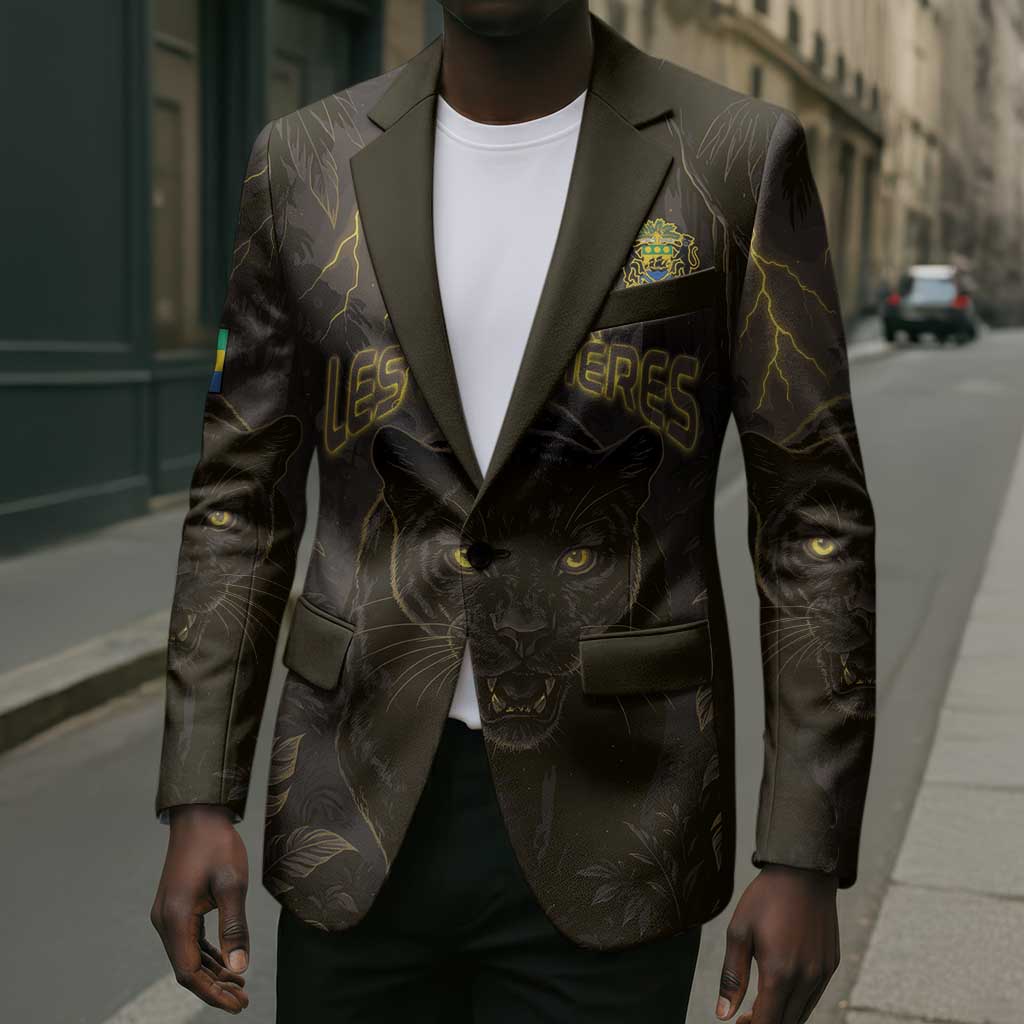 Custom Gabon Football Blazer Black Panther Thunder - African Pride