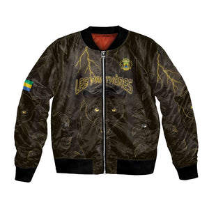 Custom Gabon Football Bomber Jacket Black Panther Thunder - African Pride