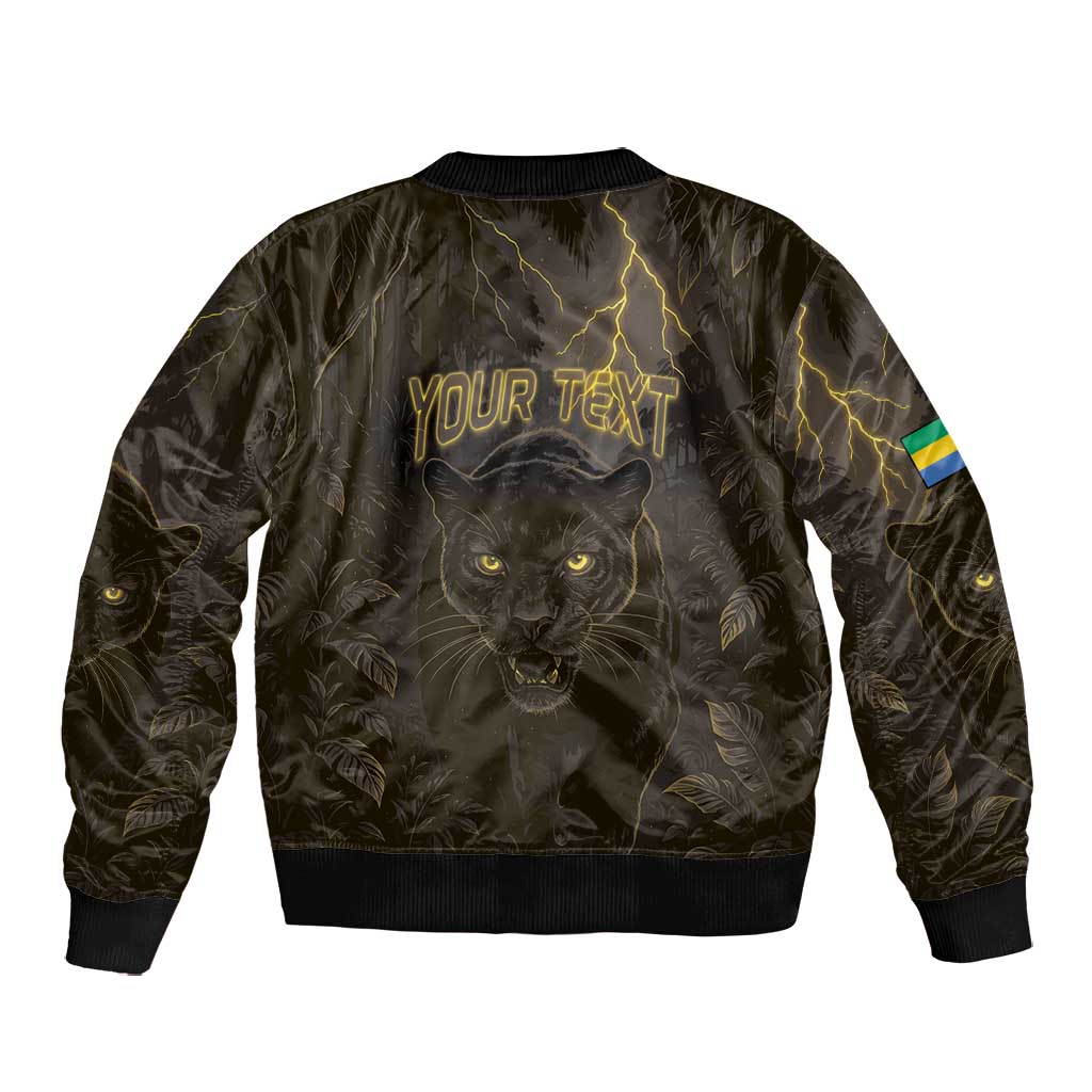 Custom Gabon Football Bomber Jacket Black Panther Thunder - African Pride