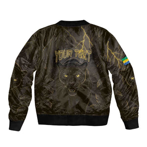 Custom Gabon Football Bomber Jacket Black Panther Thunder - African Pride