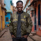 Custom Gabon Football Bomber Jacket Black Panther Thunder - African Pride