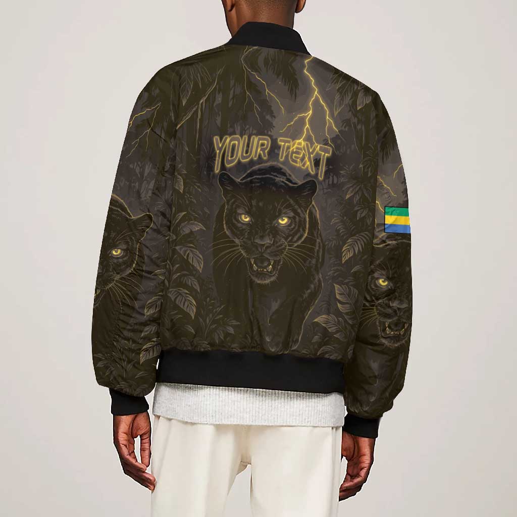Custom Gabon Football Bomber Jacket Black Panther Thunder - African Pride