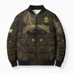 Custom Gabon Football Bomber Puffer Jacket Black Panther Thunder - African Pride