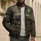 Custom Gabon Football Bomber Puffer Jacket Black Panther Thunder - African Pride