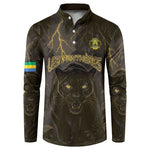 Custom Gabon Football Button Sweatshirt Black Panther Thunder