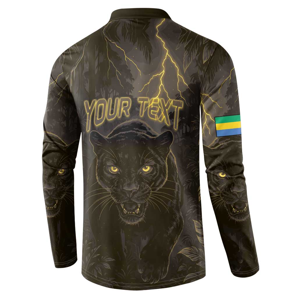 Custom Gabon Football Button Sweatshirt Black Panther Thunder