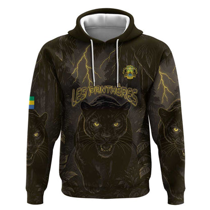 Custom Gabon Football Hoodie Black Panther Thunder - African Pride