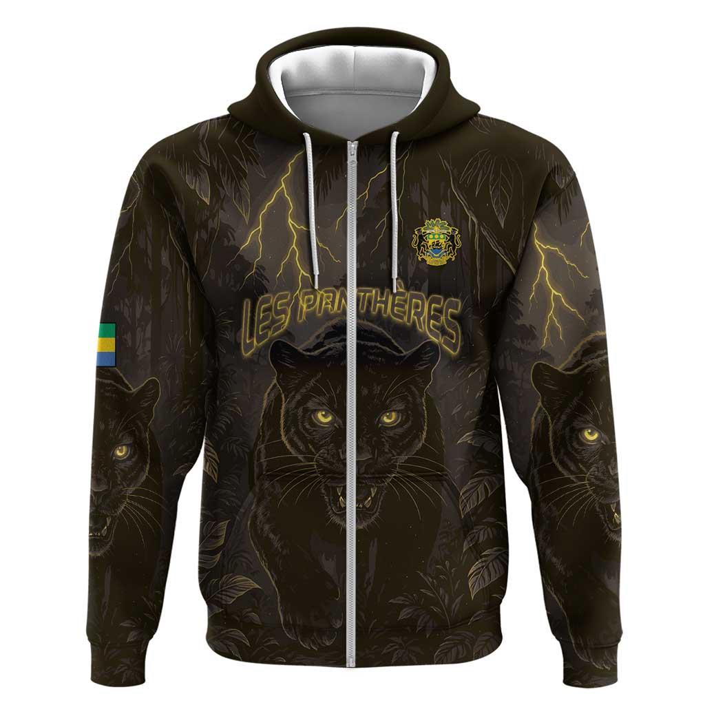 Custom Gabon Football Hoodie Black Panther Thunder - African Pride