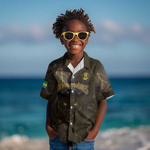Custom Gabon Football Kid Hawaiian Shirt Black Panther Thunder - African Pride
