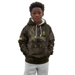 Custom Gabon Football Kid Hoodie Black Panther Thunder - African Pride