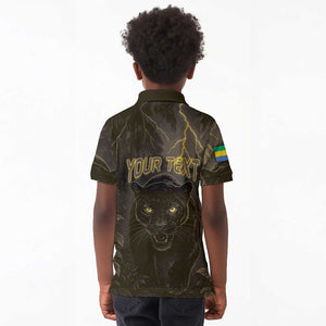 Custom Gabon Football Kid Polo Shirt Black Panther Thunder - African Pride