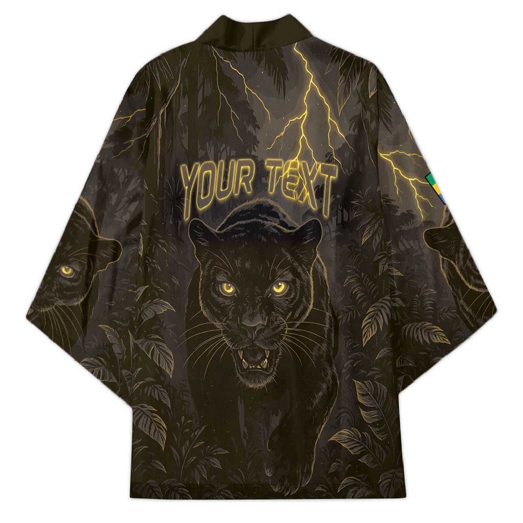 Custom Gabon Football Kimono Black Panther Thunder - African Pride