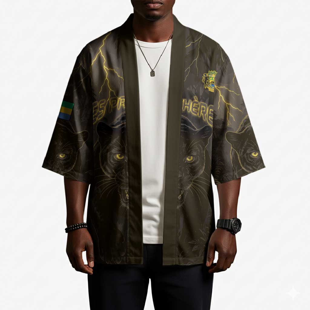 Custom Gabon Football Kimono Black Panther Thunder - African Pride