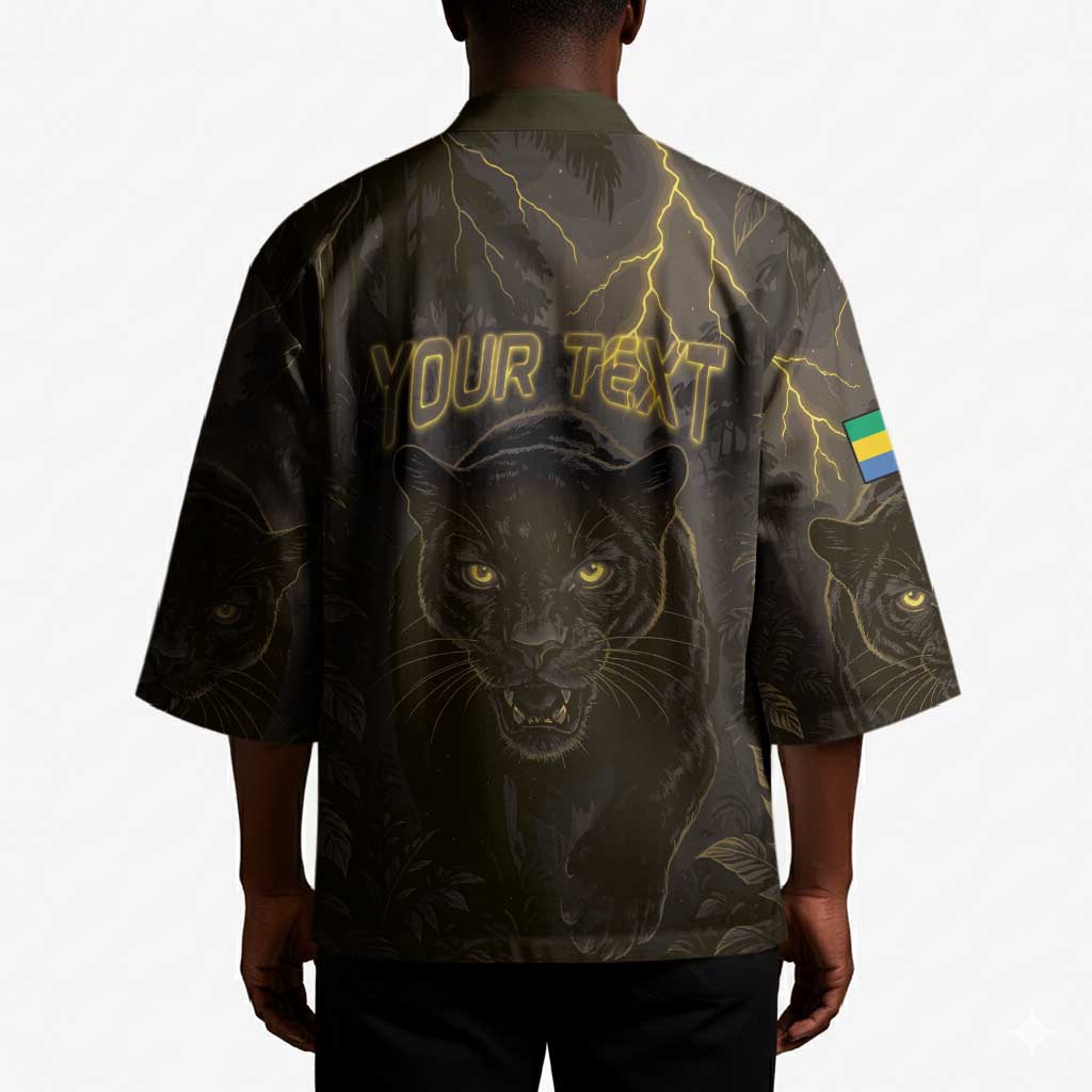Custom Gabon Football Kimono Black Panther Thunder - African Pride