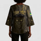 Custom Gabon Football Kimono Sleeve Blouse Black Panther Thunder - African Pride