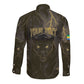 Custom Gabon Football Long Sleeve Button Shirt Black Panther Thunder - African Pride