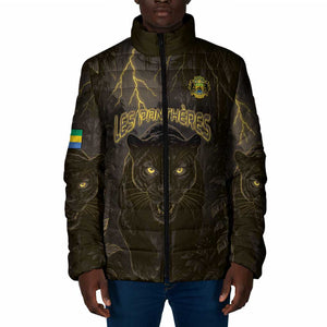 Custom Gabon Football Padded Jacket Black Panther Thunder - African Pride