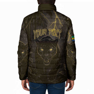 Custom Gabon Football Padded Jacket Black Panther Thunder - African Pride
